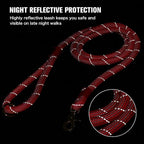 Nylon Rope Dog Leash, Red, 5 FT - 3/5" | Reflective, Handmade Braided, Heavy Duty, For Medium Large Dogs