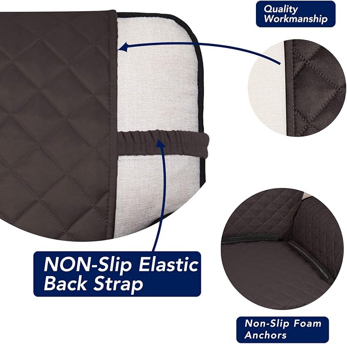 PureFit Reversible Quilted Couch Covers for Dogs Sofa Cover 4 Seater 88" | Chocolate/Beige, Water Resistant Couch Protector, Washable Pet Couch Cover with Non Slip and Elastic Straps For Kids