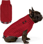 KYEESE Dog Sweater Turtleneck Thick Knit Pullover for Cold Weather | Stretchy Fit, Lightweight & Warm, Cozy Knit Comfort, Classic Plaid Design, Gentle on Sensitive Skin, Comfortable Daily Wear
