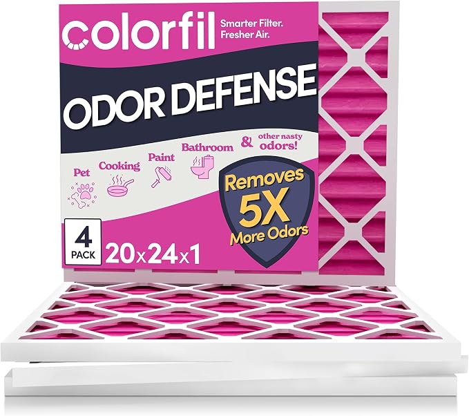 20x24x1 Air Filter (4-Pack) | Made in the USA | Color Changing | Remove Cat and Dog Odor | MERV 8 for Pet Hair Dander and Dust | 19.5"x23.5"x0.75" Exact Size