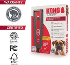 Kong 2-Speed Dog Clipper Grooming Kit – Stainless Steel Blade, Waterproof, LED Spotlight, 6 Guide Combs, 8-Foot Cord, Ergonomic Handle – Red/Gray, Medium Coat Types