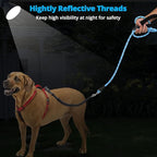 Long Dog Leash 15 FT: Heavy Duty Rope Leashes for Dogs Training with Swivel Lockable Hook Reflective Threads Bungee and Padded Handle - Dog Lead for Large Small Medium Dogs Outside Walking Hiking Blue