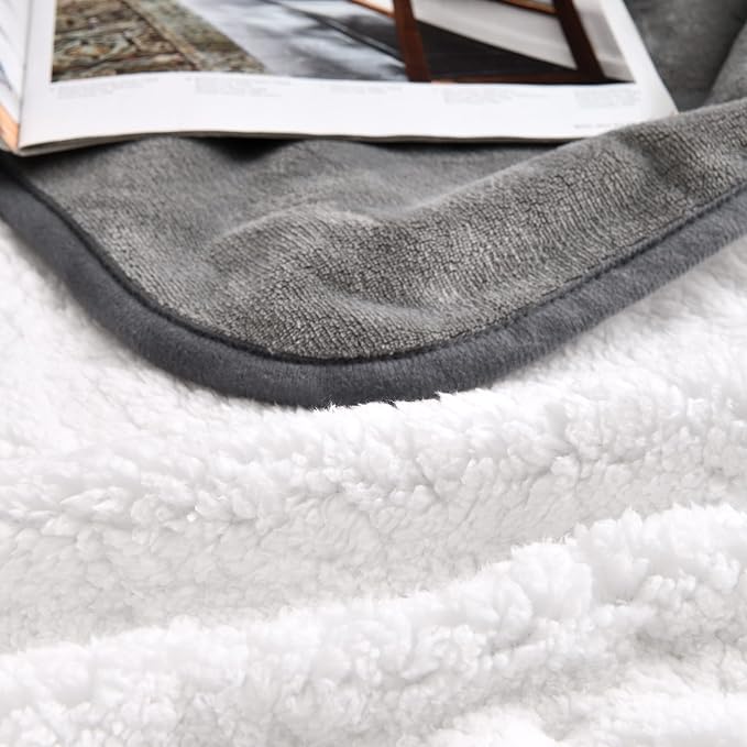 Soft Waterproof Blanket for Bed Couch Sofa, Grey, 30x40 inches | Liquid Pee Proof Pet Blanket for Dog Puppy Cat, Reversible Sherpa Fleece Blanket for Couch Cover, Furniture Protector