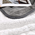 Soft Waterproof Blanket for Bed Couch Sofa, Grey, 50x60 inches | Liquid Pee Proof Pet Blanket for Dog Puppy Cat, Reversible Sherpa Fleece Blanket for Couch Cover, Furniture Protector