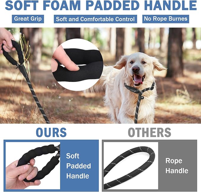 HOMIMP Slip Lead Dog Leash 6 FT - Reflective 4 PCS Bulk Color Heavy Duty Rope Dogs Leash for Small Medium Large Dogs Puppy - Soft Long Padded Handle Thick Dog Leashes for Shelter, Vet, Training