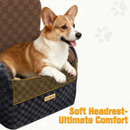 PETICON Waterproof Dog Car Seat for Small Medium Dogs, 6in Memory Foam | Pet Booster Seat for Dogs up to 26 lbs with Pockets, Detachable Washable Pet Carseat with Y-Shape Safety Belt