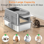 URPOWER Extra Large Stainless Steel Litter Box with Lid for Large Cats | Non-Stick Metal Pan, Front & Top Entry, Odor Control, Anti-Leakage, Easy to Clean, Step and Scoop Included