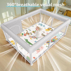 Hiaksedt Baby Playpen with Mat 65 "x 50 ", PlayPen for Babies and Toddlers | Sturdy Safety Play Yard for Indoor & Outdoor with Zipper Gates