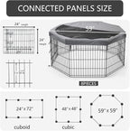 PETIME Foldable Metal Dog Exercise Pen/Pet Puppy Playpen Kennels Yard Fence Indoor/Outdoor 8 Panel 24" W x 24" H with Top Cover (with top Cover, 8 Panels 24" H)