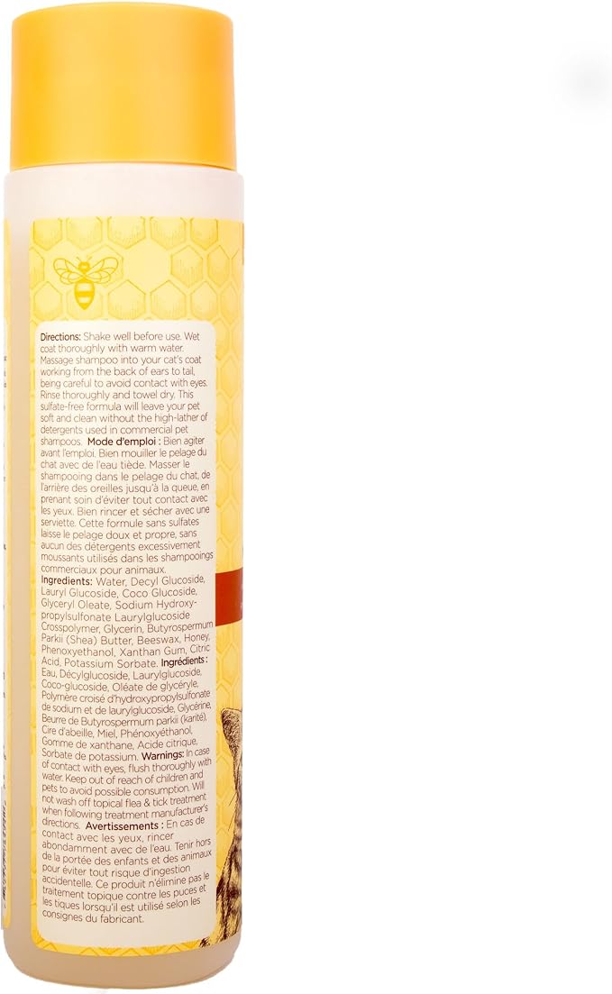 Burts Bees for Pets Hypoallergenic Cat Shampoo, Unscented, 10 Fl Oz, 2-Pk | Gentle shea butter and honey formula for indoor cats with dry or sensitive skin, pH balanced