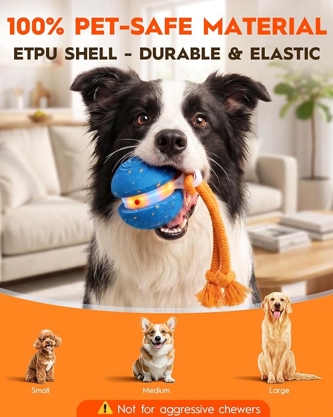 Xeuch Interactive Dog Toys, Automatic Irregular Moving and Rolling Dog Ball with 2 Speed Modes, E-TPU Material, Motion Activated Pet Toys with Rope for Dogs Puppies, Dog Stimulation Toy (Blue) | 2 Speed Modes, E-TPU Material, Motion Activated Pet Toys ...