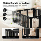 Soulbond Clear Acrylic Dog Playpen Indoor (24 Inch, Black, 12 Panels) | Non-Slip,Tool-Free Assembly, External Door Lock Play Pen for Puppies and Small Dogs