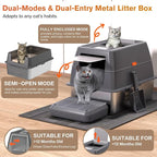 XXXL Stainless Steel Litter Box with Lid, Extra Large 28" Lx20 Dx18.1 H Litter Box for Big Cats, Enclosed Jumbo Metal Litter Boxes with Removable Cover & Footboard, Anti-Leakage,Odorless