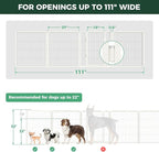 FXW Dog Gate, Extra Wide Adjustable for Openings Up to 111", 32" H | Flexible Space Control, Easy Walk-Through Access, 3 Panels + 1 Gate, For Small & Medium Dogs, Garage Use