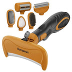 Deshedding Dog Brush Grooming Kit for Dogs Cats, All Hair Types | 6-in-1 Skin-Friendly Deshedding, Undercoat Mat Dematting Tool, Reduces Shedding, Detangling, Knots for Long & Short Hair