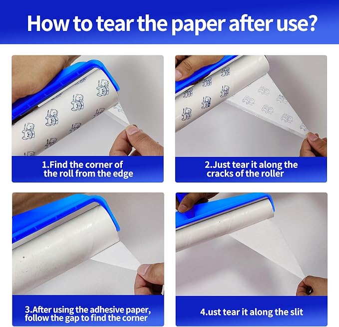 9.84" Large Extra Sticky Lint Roller, 58.3" Long Handle Lint Remover with 7 Rollers for Clothes, Cat Dog Pet Hair, Furniture, Couch, Carpet, Floor，Painted Wall Cleaner Mop Dust Cleaning