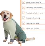 Dog Onesie Coat - Water-Repellent & Stretchable, Dirt-Resistant Outdoor Puppy Suit with Reflective Strips | Controls Shedding | for Small, Medium, Large Dogs (Olive Green, 5XL(Weight 65-88 lbs))