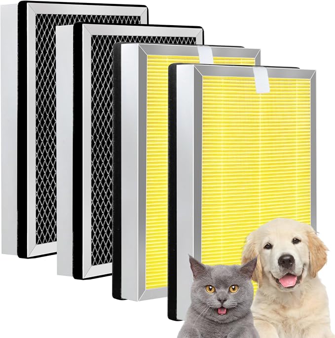 25 Pet Replacement Filter Compatible with MA Series Air Purifier 25 S1/W1/B1,3 in 1 Stage with Pre-filter,High-Efficiency Core Layer,and Activated Carbon,4-Pack