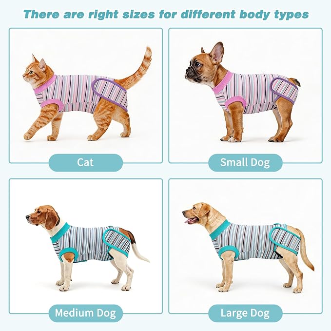 2 Packs Breathable Cotton Dog Recovery Suit for After Neuter Spay Abdominal Wounds Protector, Professional Anti-Licking Onesies for Male Female Pets Surgery Bandages, Large Textured Blue Purple