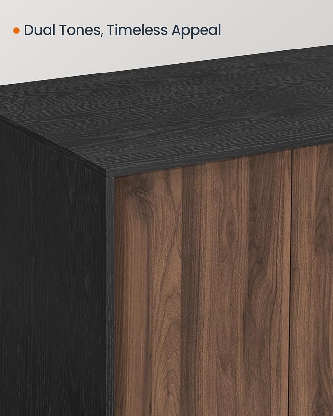 SONGMICS HOME Cat Litter Box Enclosure, Snapsemble Superfast Assembly, Litter Box Furniture for Large Cats, Display Side Table, Push-to-Open Doors, Ebony Black and Somber Walnut UPCL013BE01S