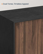 SONGMICS HOME Cat Litter Box Enclosure, Snapsemble Superfast Assembly, Litter Box Furniture for Large Cats, Display Side Table, Push-to-Open Doors, Ebony Black and Somber Walnut UPCL013BE01S