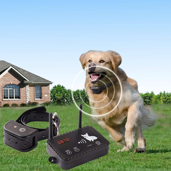 Plkm Dog Wireless Fence Pet Electric Container System | No Randomly Correction Safe Harmless Dog Fence, Adjustable Control Range, Waterproof Rechargeable Dog Fence Collar Receiver