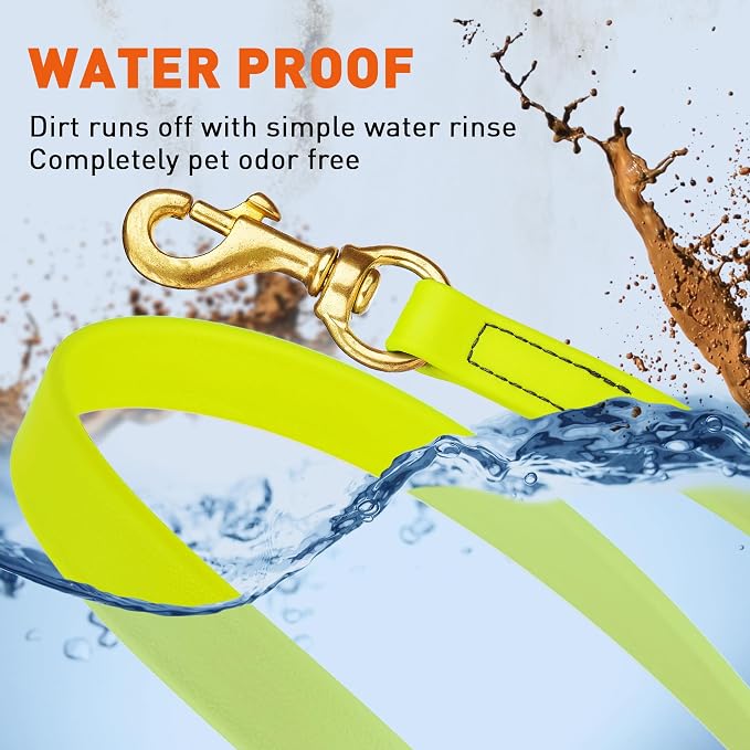 Viper Biothane K9 Working Dog Leash Waterproof Lead for Tracking Training Schutzhund Odor-Proof Long Line with Solid Brass Snap for Puppy Medium and Large Dogs, 10ft Safety Yellow