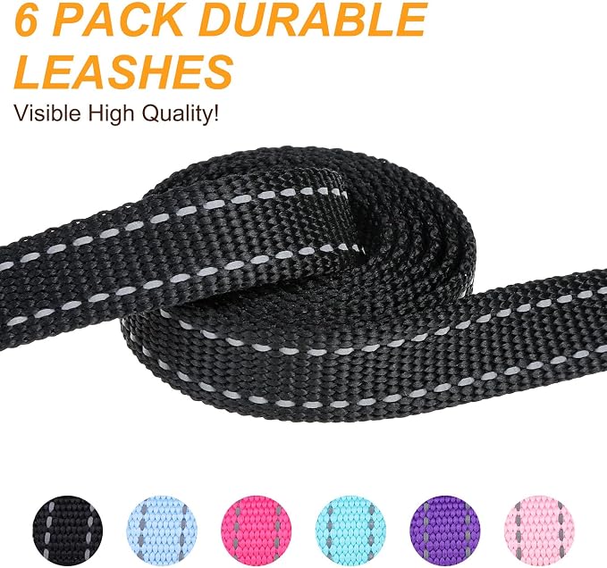 BEAUTYZOO Dog Leash 6 Pack, 5FT Pet Leash with Reflective Thread, Soft Padded Handle Thick Lead Leashes for Large Medium Dogs Small Puppy