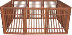 Urnporium Freestanding Wooden Dog Gate Foldable Indoor Pet Gate No Drill Expandable Barrier for Doorways Stairs Hallway Portable Wood Fence for Small Dogs & Puppies (Brown Pet Gate, 10 Panel 24" Tall)