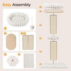 Avont 29" Sisal Cat Scratching Post with Large Plush Perch, Cream | Large Cat Scratcher Tower & Plush Elevated Cat Bed with Removable & Washable Cover, Sturdy Cat Perch for Indoor Cats
