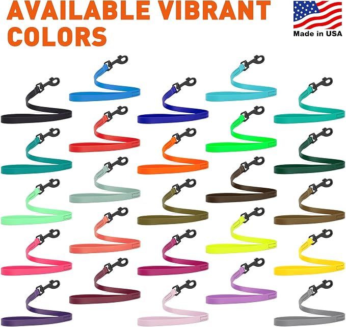 Dogline Biothane Waterproof Dog Leash Strong Coated Nylon Webbing with Black Hardware Odor-Proof Easy to Clean High Performance for Small or Large Dogs Made in USA 2 ft Lead, Magenta Pink
