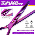 JASON Dog Grooming Chunker Scissor - 7" Professional Hair Shears Purple | Ergonomic Handle Japanese Stainless Steel, for Dogs, Cats and Other Pets, Sharp, Gift