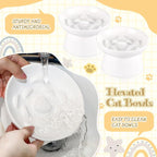 Layhit 2 Pack Raised Slow Feeder Cat Bowls Ceramic Elevated Cat Food Bowls Anti Vomiting Slow Feeder for Dog and Kitten for Dry and Wet Food(White)