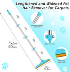 Carpet Rake for Pet Hair Removal Tool, Dog Cat Hair Remover for Furniture | 60'' Pet Hair Remover Broom for Pet Owner Reusable Hair Remover with Adjustable Handle, Carpet Brush for Rugs, Mats, Couch