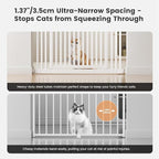 Gardner Pet 51"-87" Extra Tall Cat Gate for Doorway, Wide Adjustable 27.56"-37" Baby Gate Included 4 Extension Kits, Pressure Mounted Safety Full Door Gate for Stairs, Studio, Kitchen (White)