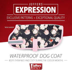 Jeffers Expression Dog Coat Waterproof Ripstop Winter Jacket 16" – 240g Insulated Blanket, Adjustable Belly & Chest Straps, Reflective Strips, Small to Large Breeds, Outdoor & Travel - Rose Garden