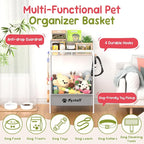 Kaiferty Medium Dog Toy basket, Toy Box for Dogs, Pet Toys Bin Dog Metal Wire Basket for Toys, Food Storage, Storage Organizer Chest Storage, Toy Box for Living Room Area (White)
