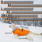 Lelepet Dog Coat Reflective Waterproof Fleece Vest with Adjustable Buckle | Reflective Winter Coat with Leash Hole Windproof Cold Weather Coats for Small Medium Large Dogs, Warm Hunting Vest, Orange, L