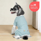 KYEESE Dog Pajamas Soft Striped Pet Jumpsuit Lightweight Doggie Jammies 4 Legs Dog Clothes Stretchable Pajamas Breathable Cozy Outfit Comfortable Onesie Sleepwear for Small Dogs,Green Striped, Large