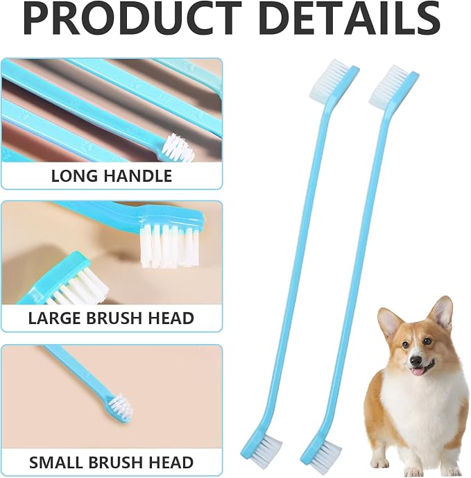 200 PCS Pet Toothbrush Bulk Toothbrush Puppy Tooth Brushing Kit | Double Headed Pet for Pets Teeth Cleaning, Multi Purpose, Water Resistant, Daily Use, Versatile Application, Blue