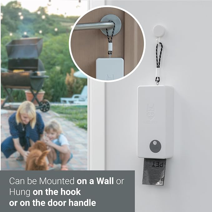 SVD.PET Dog Poop Bag Dispenser (White, Dispenser only) | Outdoor or Indoor Pet Waste Bag Dispenser Station, Wall Mount or Hanging with Strap, Easy to Refill Magnetic Cover