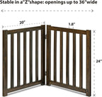 LZRS Wooden Free Standing Foldable Dog Gate Indoor – Solid Hard Wood 40" W x 24" H, Step-Over Safety Pet Gate for Doorways, Stairs & Small Spaces - Indoor Use, Walnut