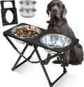 Foldable Elevated Dog Bowl Holder with 2 Large 111oz Stainless Steel Bowls, 14.5" Tall Raised Dog Bowl Stand for Large/Extra Large Breeds, Indoor and Outdoor Use