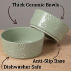 Ceramic Dog Bowl Set of 2 w/ Anti-Skid Base 6.5"W x 2.5"H, 3.8 Cup Capacity | Thick Ceramic, Dishwasher Safe, Anti-Skid Rubber Base, 3.8 Cups per Bowl, Ceramic Food & Water Bowls Set of 2 for Medium Dogs