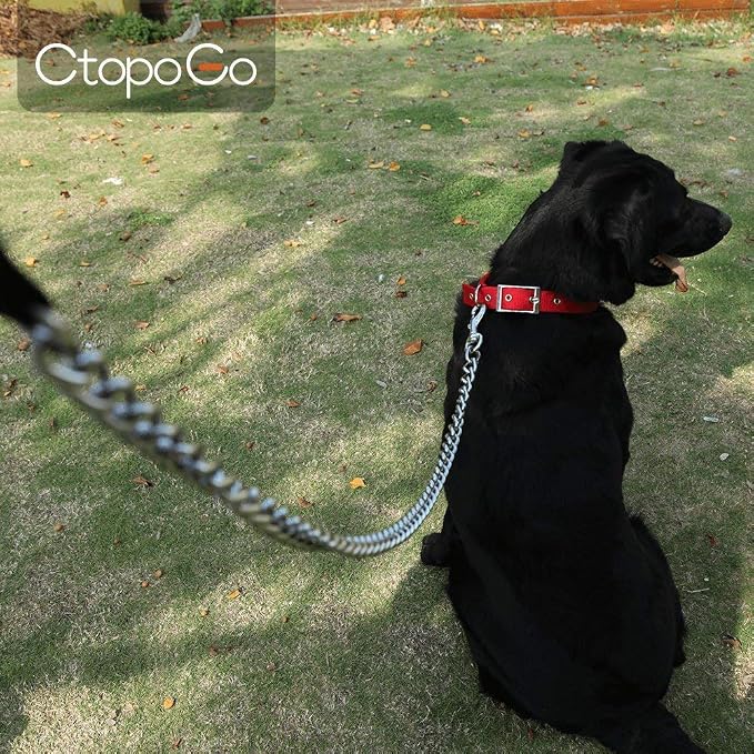 Heavy Duty Dog Chain Leash, 6 ft x 3.0 mm (25-120 lbs) | Padded Handle for Large & Medium Size Dogs