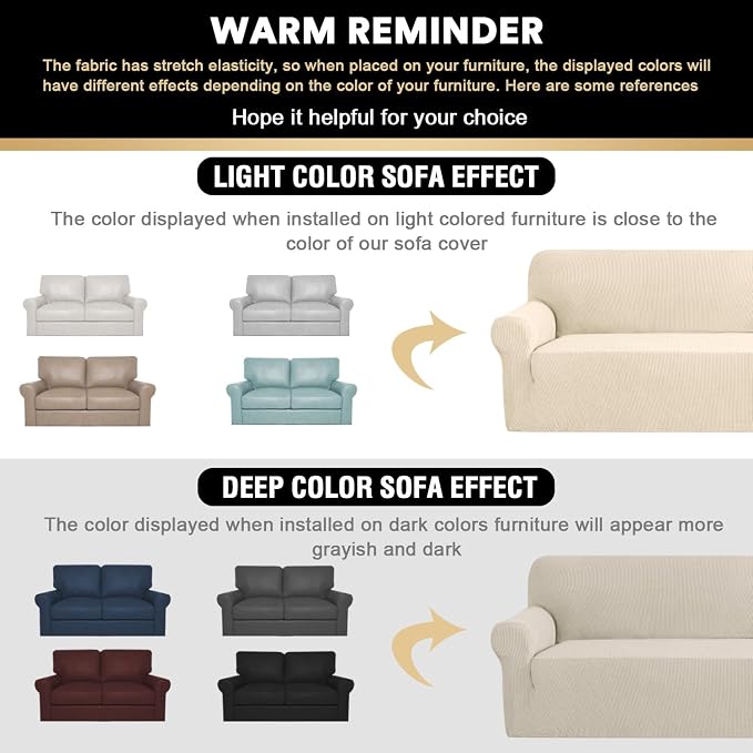 Stretch Loveseat Sofa Cover Slipcover Couch Cover for 2 Cushion Sofa Washable Sofa Cover for Pets Friendly Furniture Protector Covers with Non Slip Bottom(Loveseat, Biscotti Beige)