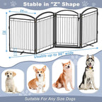 Full Metal Free Standing Dog Gate with Door for Outdoor Indoor,96'' Extra Wide 36'' Tall Dog Gates for Doorways,Large Openings,Decks,Porch,Freestanding Portable Pet Fence(4 Panels,Black)