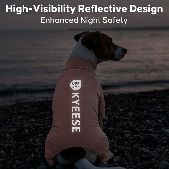 KYEESE UV Protection Dog Shirt, UPF 50+ Cooling Summer Jumpsuit for Small Dogs, Breathable Reflective Shedding Control Dog Sun Shirts, Quick-Dry Dogs Onesie Pet Clothes, Pink, M