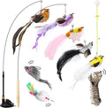 Soarer 3in1 Flying Bird Cat Wand Toys with Suction Cup for Indoor Cat,7Pcs | Enhanced Suction Cup,Interactive Cat Fishing Pole Toy Replacement and Door Hanging Cat String Toy for Indoor Kitten Self Play