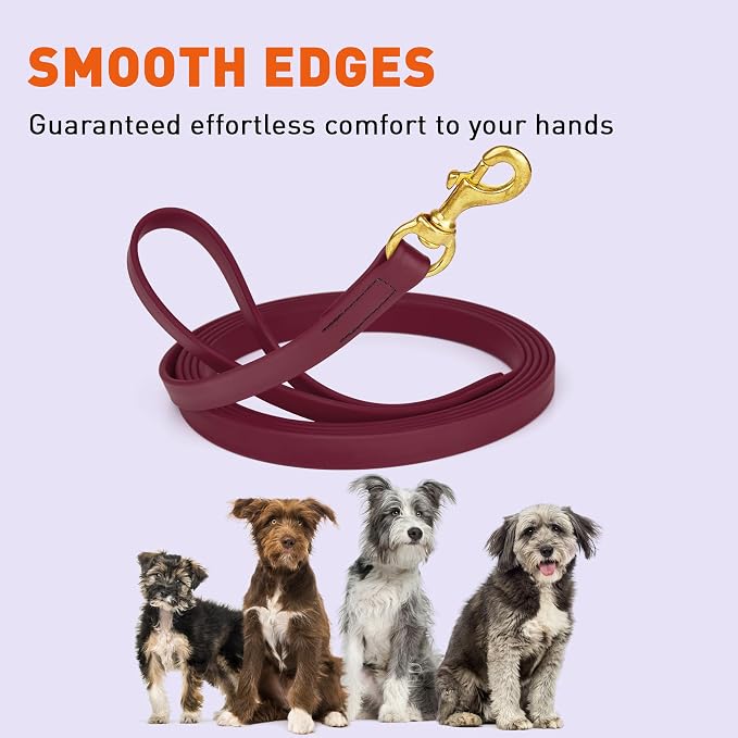 Viper Biothane K9 Working Dog Leash Waterproof Lead for Tracking Training Schutzhund Odor-Proof Long Line with Solid Brass Snap for Puppy Medium and Large Dogs, 15ft Merlot Burgundy